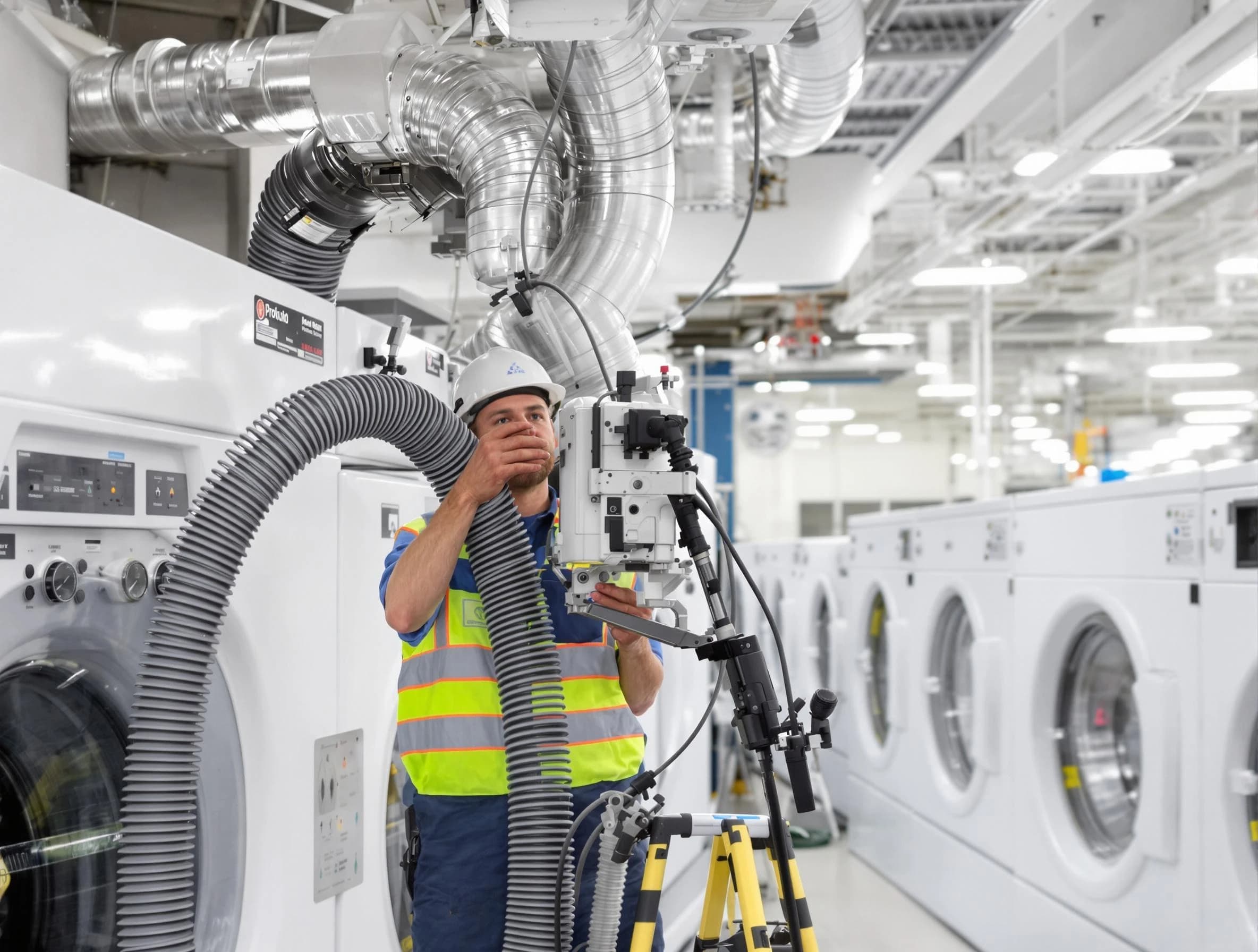 Kaysville Dryer Vent Cleaning team performing commercial-grade dryer vent cleaning at a business facility in Kaysville