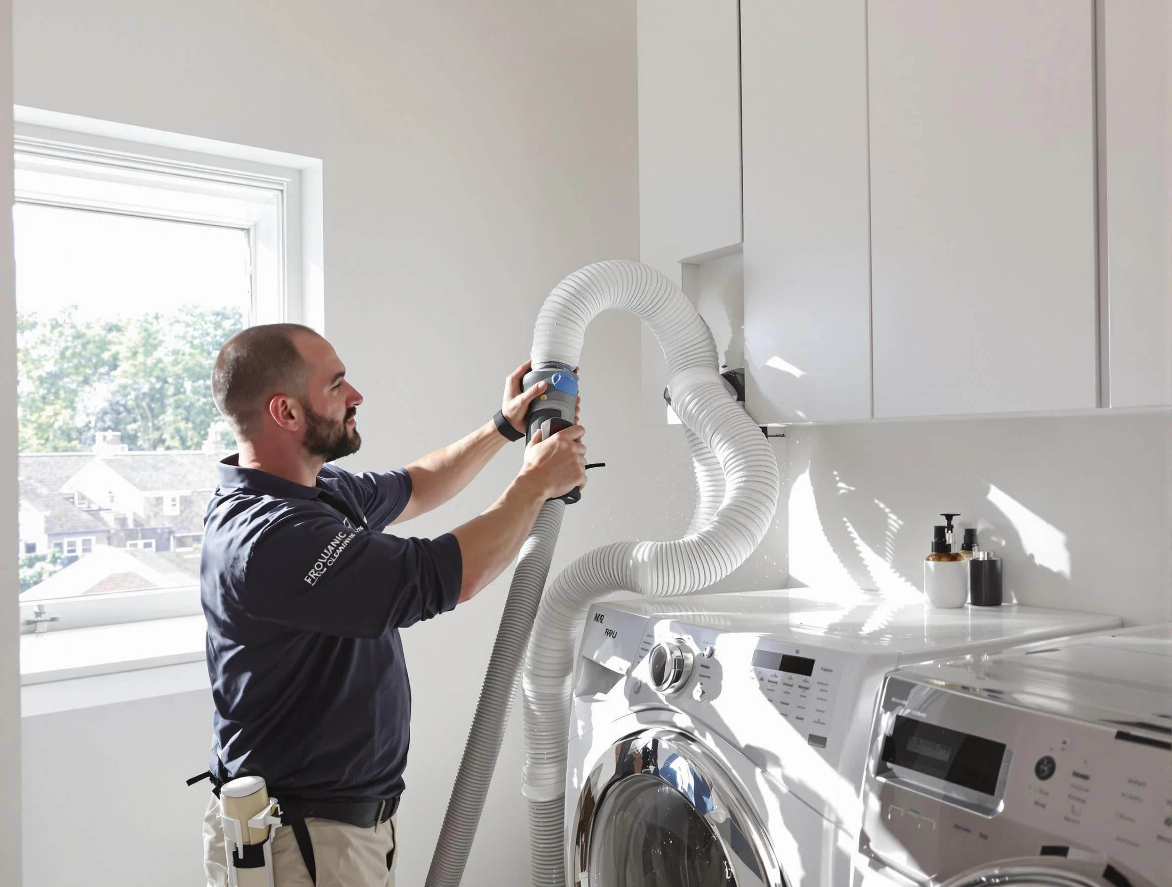 Certified Kaysville Dryer Vent Cleaning technician performing dryer vent cleaning in Kaysville