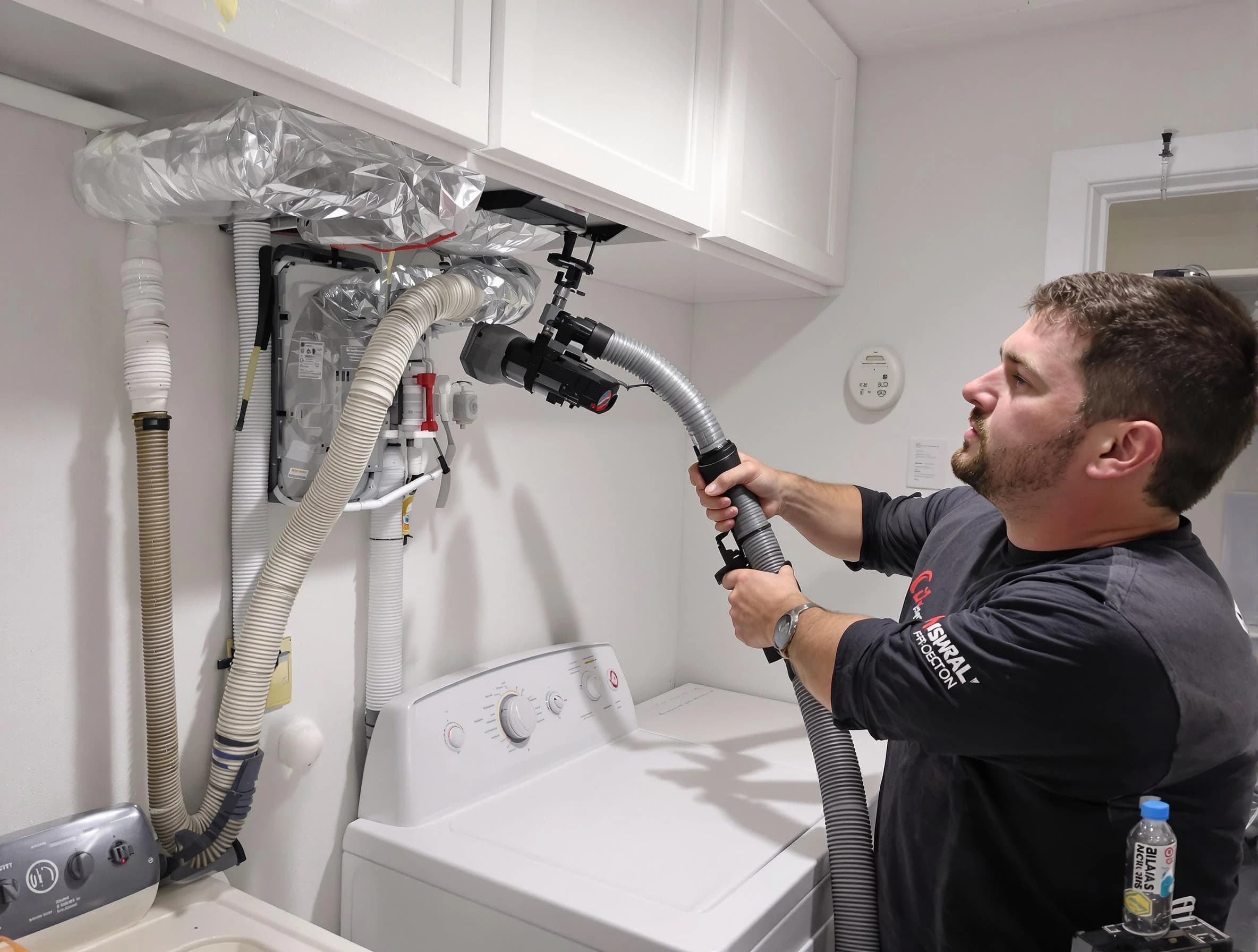 Kaysville Dryer Vent Cleaning certified technician performing safety-focused gas dryer vent cleaning in Kaysville