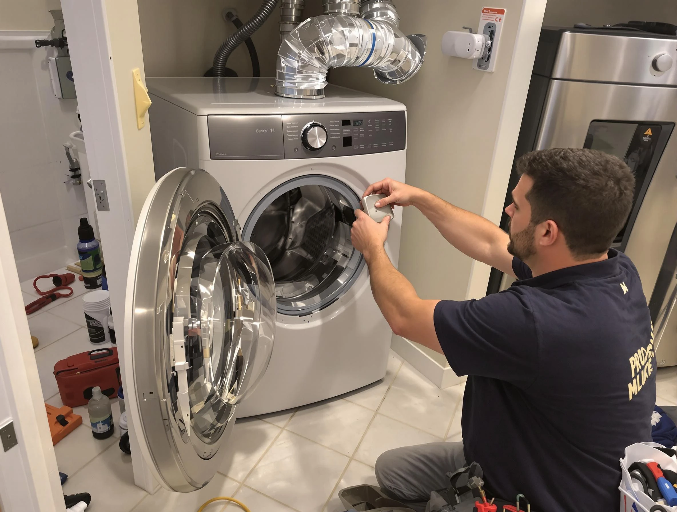 Kaysville Dryer Vent Cleaning technician performing precise dryer vent hose installation in Kaysville